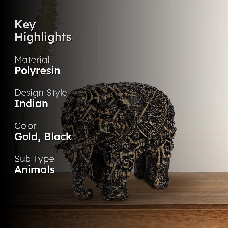 Indian Ethnic Polyresin Elephant Showpiece media 2
