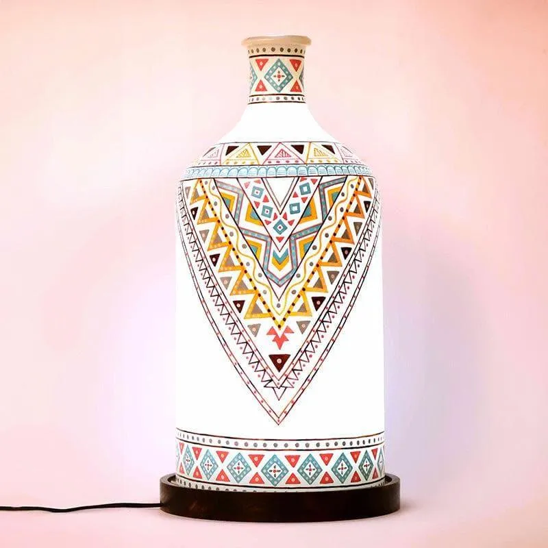 Regal Hand Painted Glass Table Lamp - Multicolor media 1