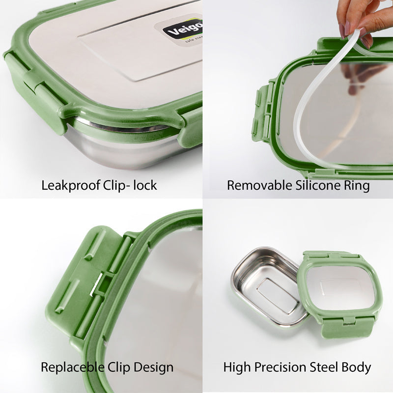 Delico Pack Green Lunch Box With Insulated Pouch (775 /150 mL) - Three Piece Set image 6