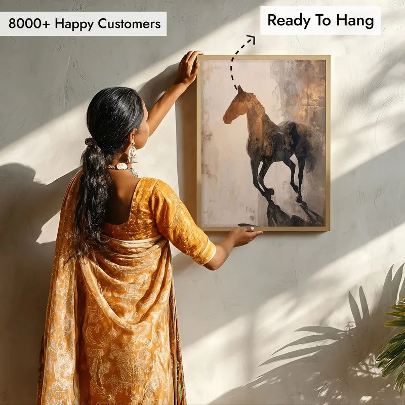Awakened Horse Wall Painting With Brown Frame media 8