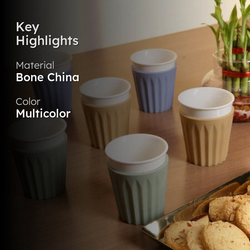 Ashko Sculpt Mug (130 ML) - Set Of Six media 2