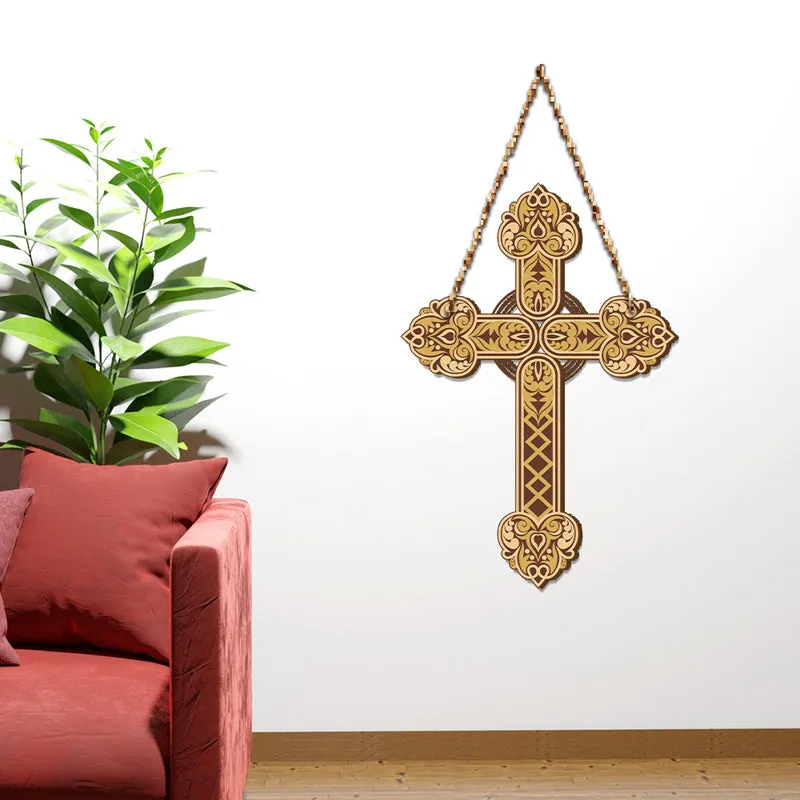 Holy Gilded Cross Wood MDF Wall Hanging media 1
