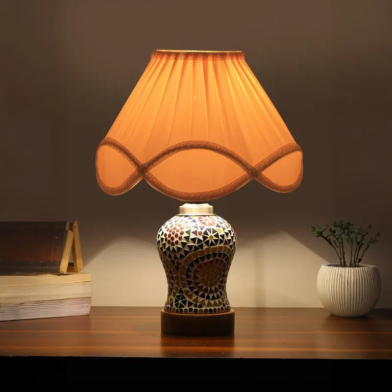 Averon Arc Pleated Wooden Table Lamp - Multicolor media 1