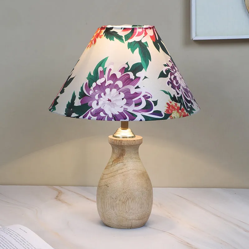 Miyabi Curve Printed Mango Wood Table Lamp - Multicolor media 1
