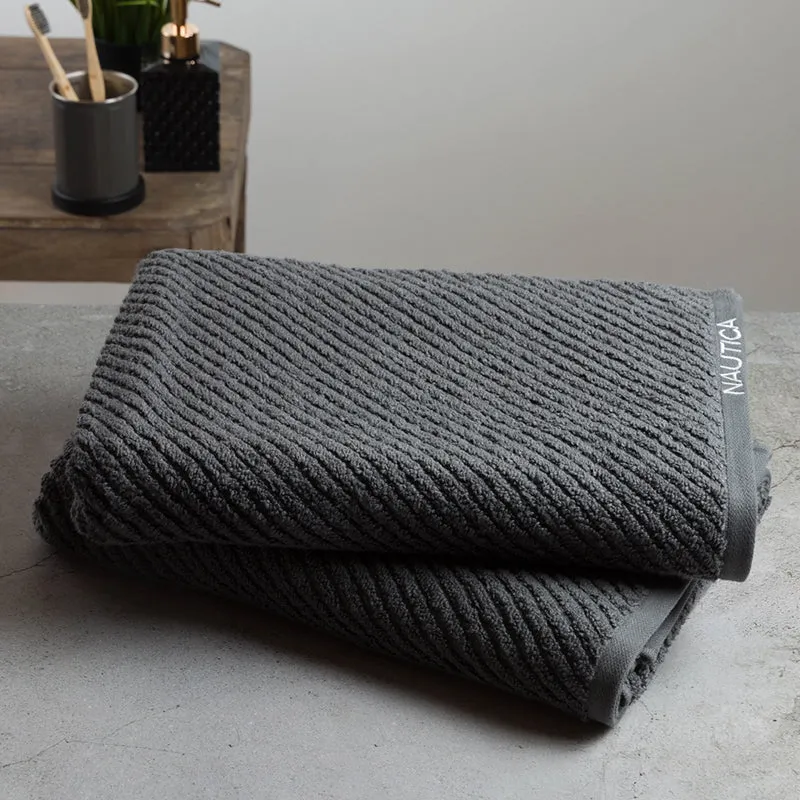 Nautica Riviera Soft Cotton Bath Towel (Dark Grey) - Set Of Two media 4