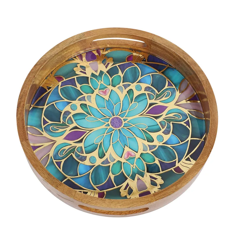 Floral Feast Round Wooden Serving Tray - Set of Two media 4