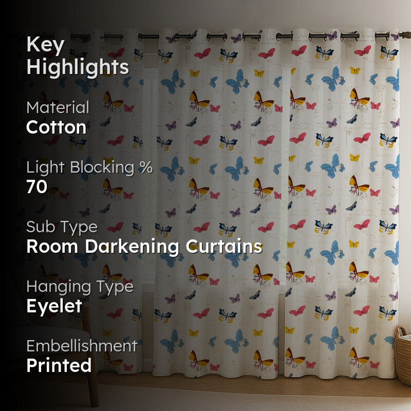 FlutterJoy Cotton Curtains - Set Of Three media 2