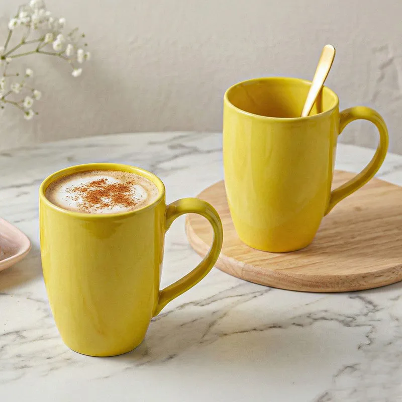 Kopi Ceramic Coffee Mug (Yellow/350 mL Each) - Set Of Two media 1
