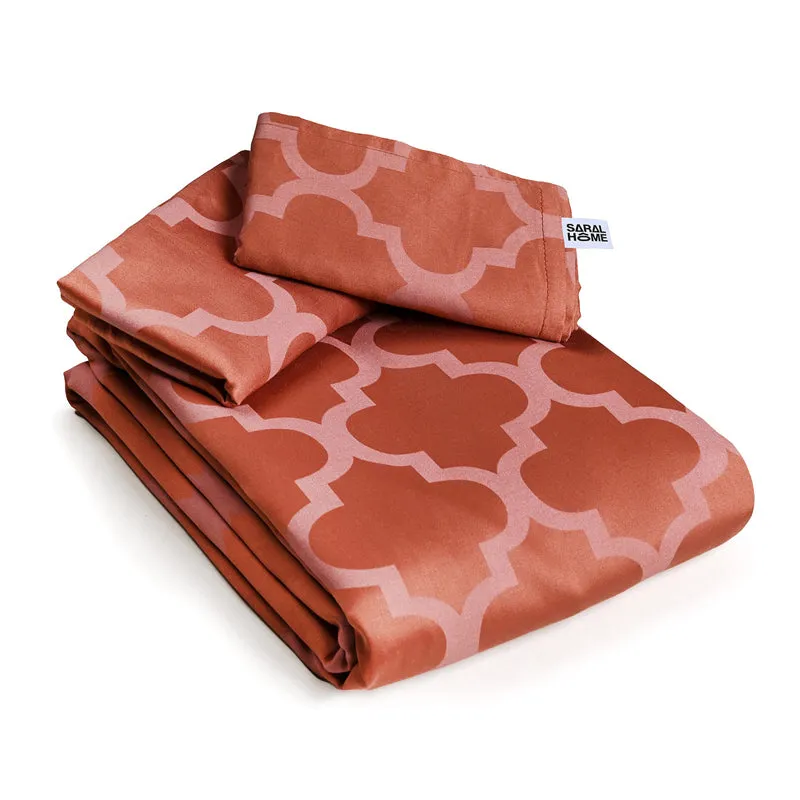 Saral Home Tangier Cotton Bedsheet (Rust) - 300 TC media 5