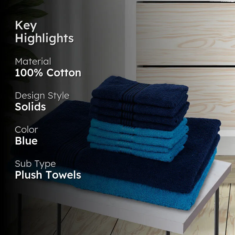 Comfora Bath & Face Towel Set (Sky Blue,Blue) - Ten Piece Set media 2