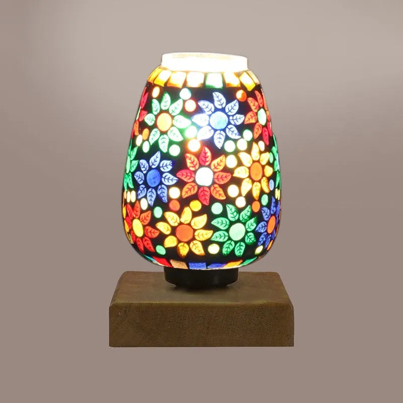 Arvyn Glass Table Lamp With Wooden Base - Multicolor media 8