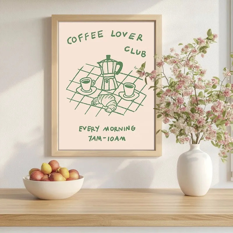 The Coffee Club Archival Canvas Wall Art - Brown media 1