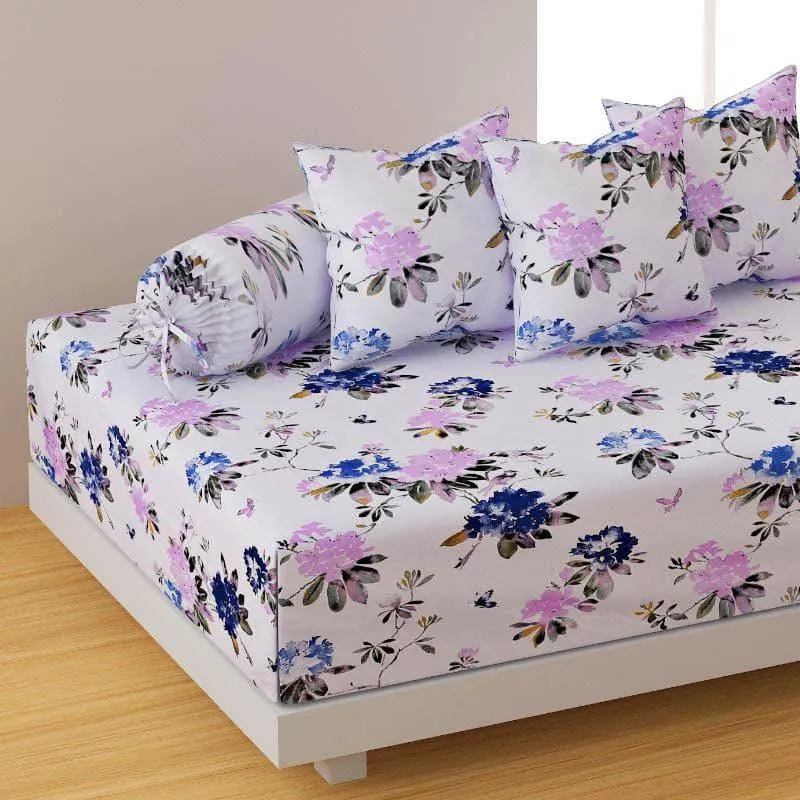 Swayam Nerine Floral Diwan Set - Purple media 3