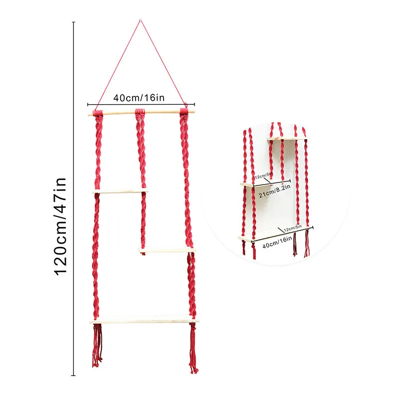 Knotra Macrame Wall Shelf - Red media 6