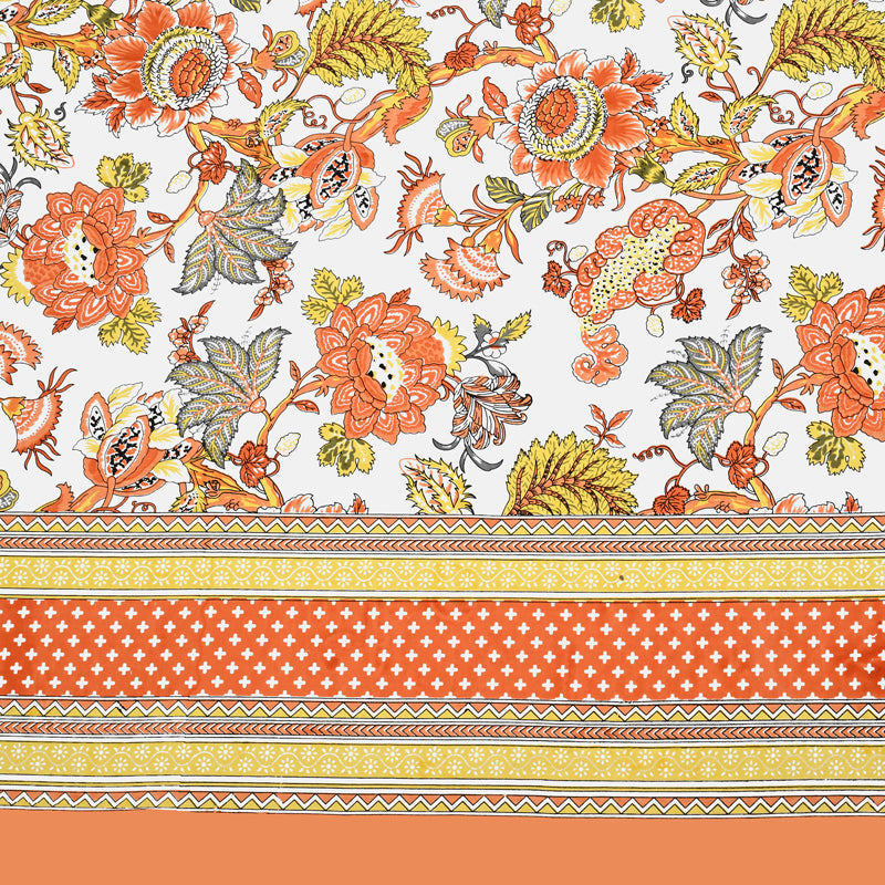 Gulab-E-Gulzaar Cotton Bedsheet (Orange) - 144 TC media 5