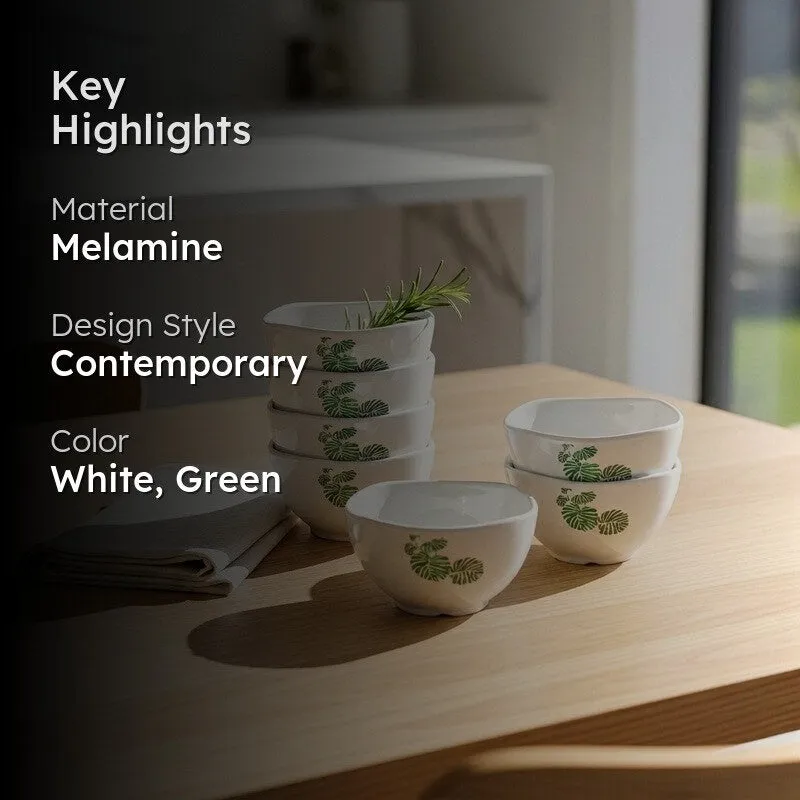 Swiss Leave Melamine Snack Bowls (240 mL Each) - Set of Six media 2