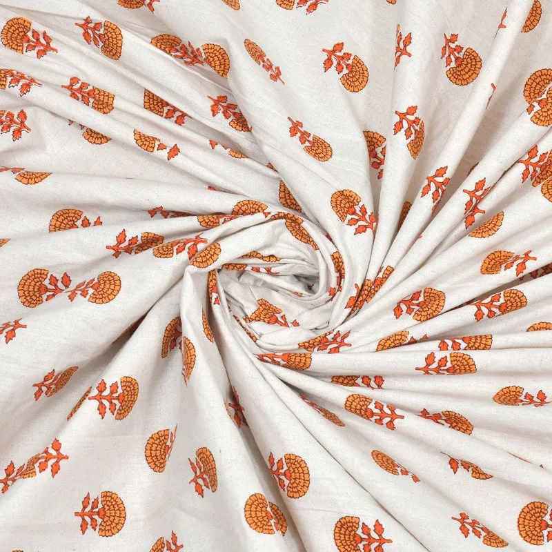 Bloomel Cotton Bedsheet (Orange,White) - 240 TC media 5