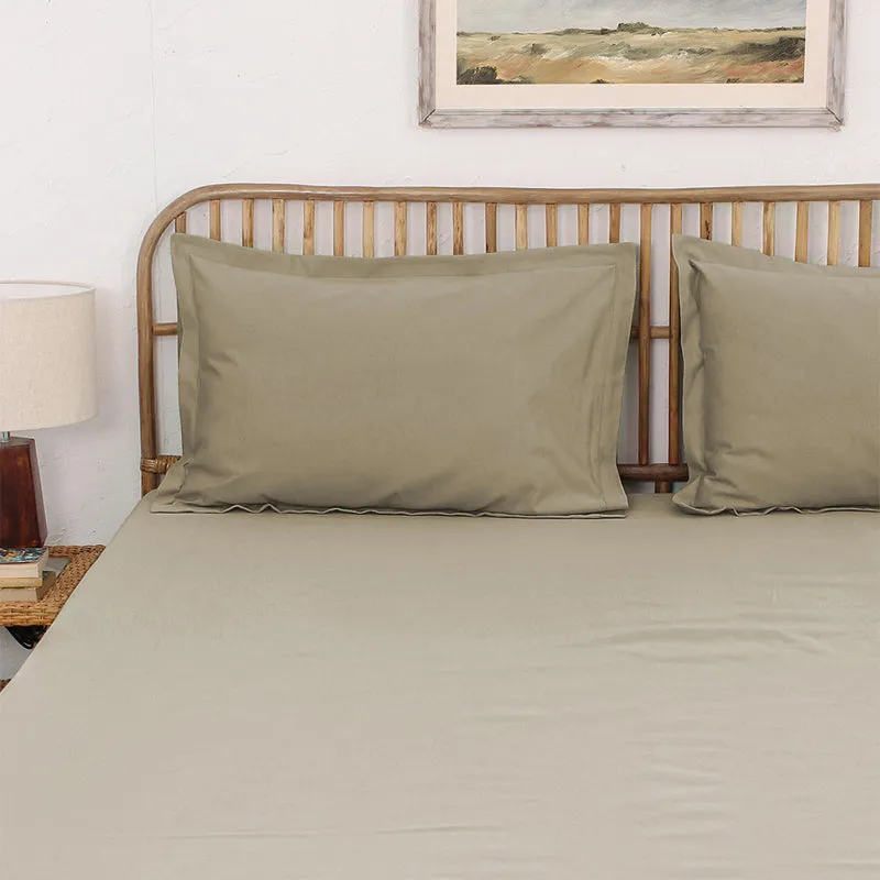 Blanqa Solid Cotton Bedsheet (Beige) - 400 TC media 3