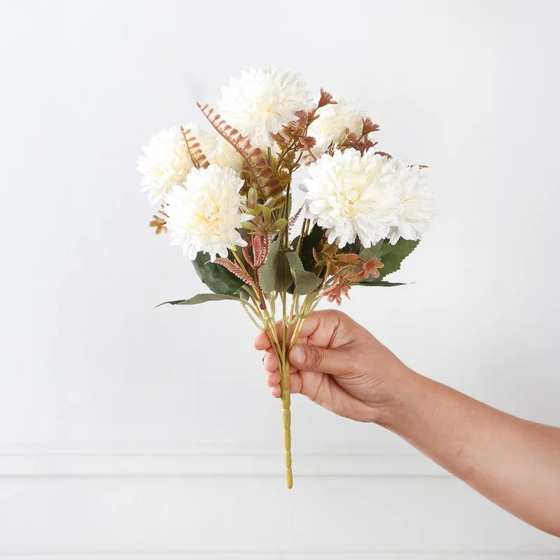 Coralia Mum Artificial Flowers - White media 3