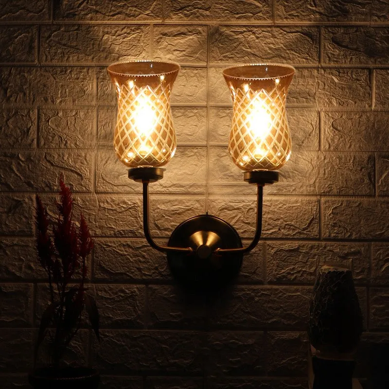 Honey Glow Twin Amber Glass Wall Lamp media 5