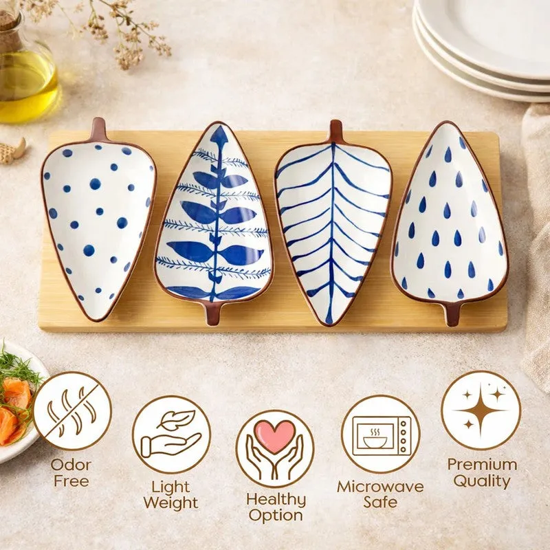 Rioware Ripple Edge Ceramic Platter (White,Blue) - Set of Four media 8