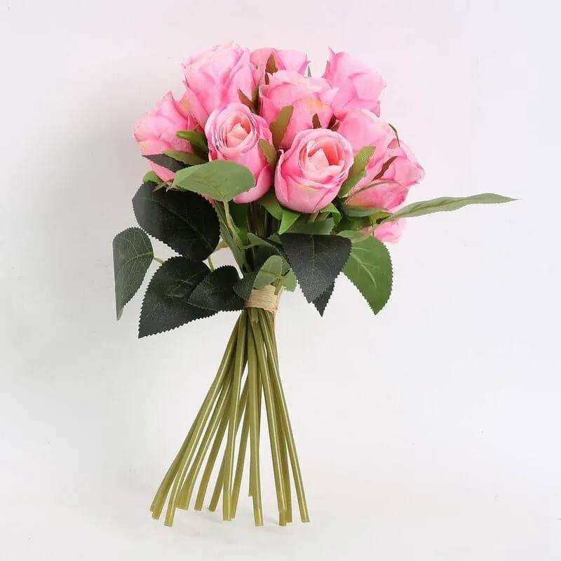 Faux Rose Flower Bunch - Light Pink media 3