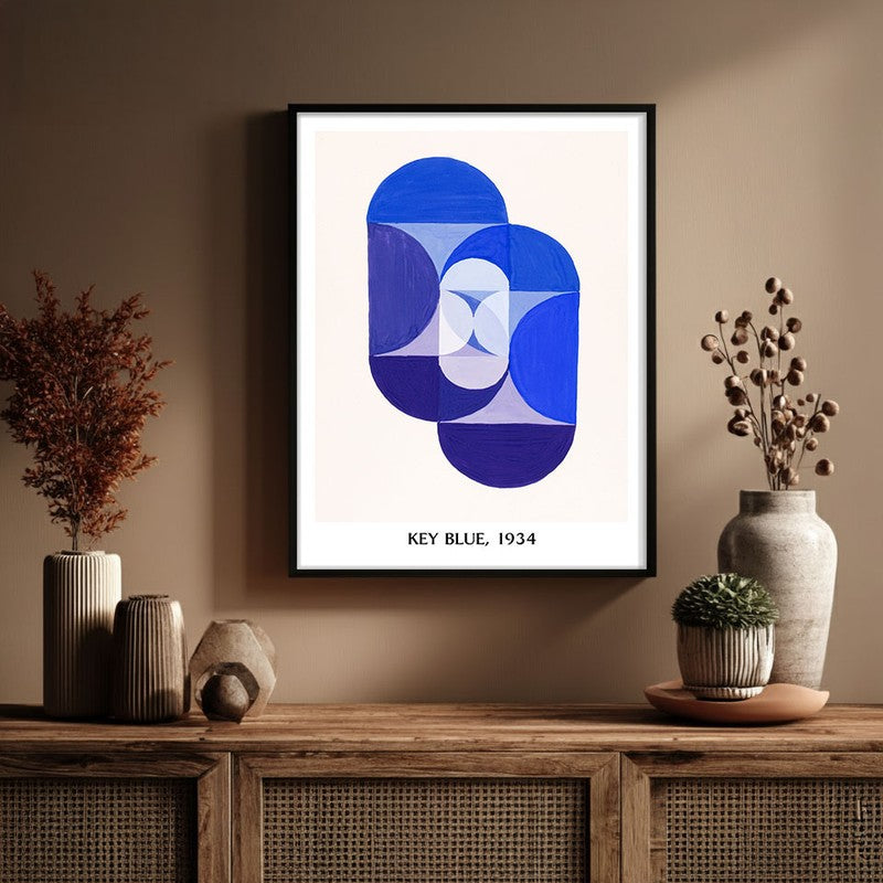 Key Blue Joseph Schillinger Archival Canvas Wall Painting - Black Frame