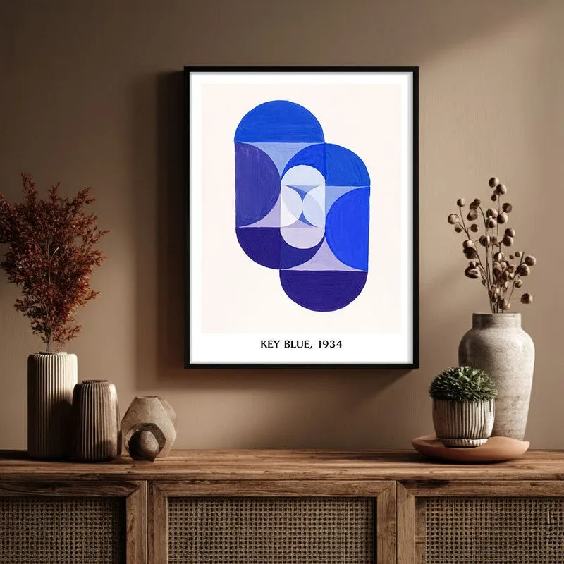 Key Blue Joseph Schillinger Archival Canvas Wall Painting - Black Frame media 1