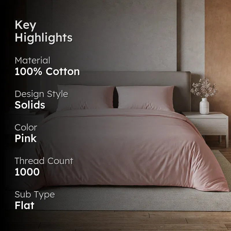 Maison Neo Solid Cotton Bedsheet (Cameo Rose) - 1000 TC media 2