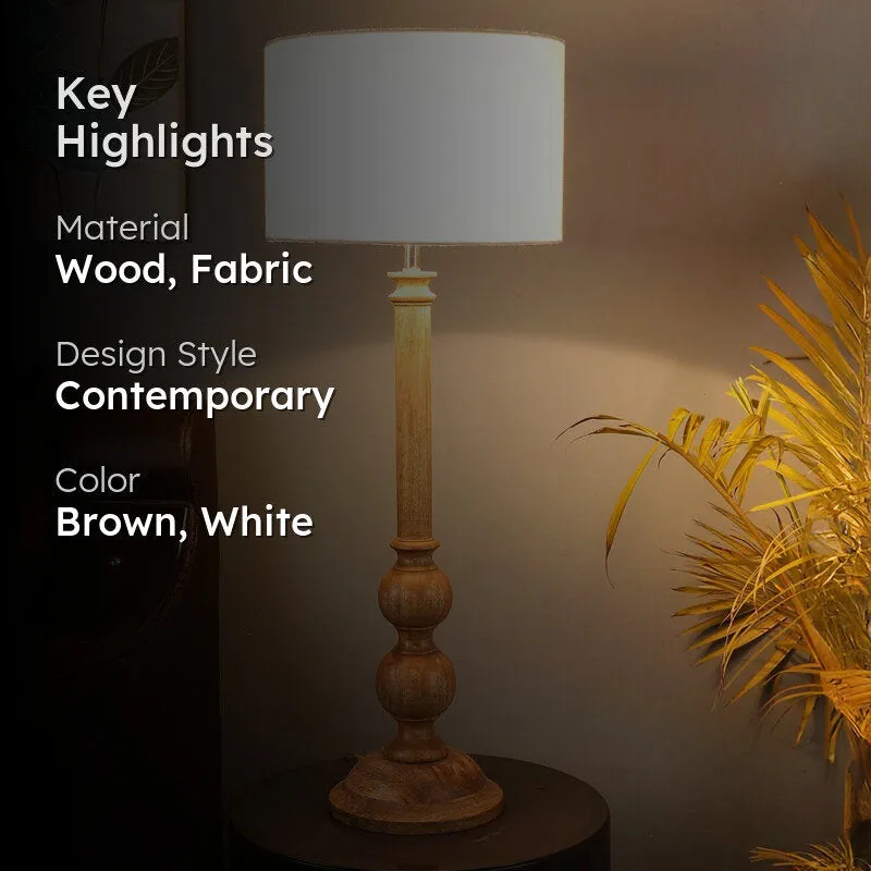 Mintra Wooden Table Lamp - Brown,White media 2