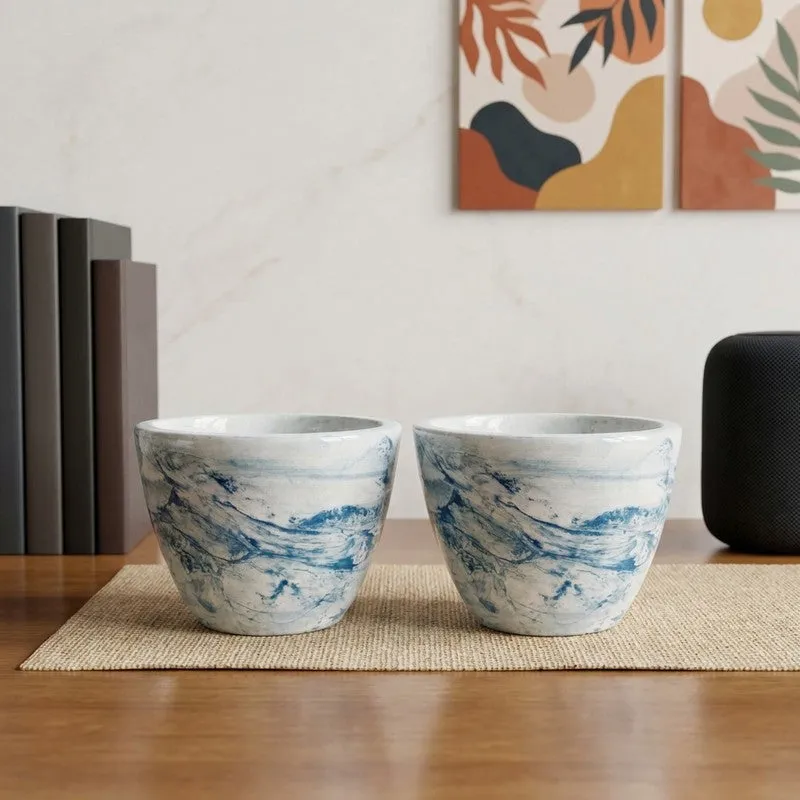 Coastal Swirl Ceramic Planter (White) - Set of Two media 1