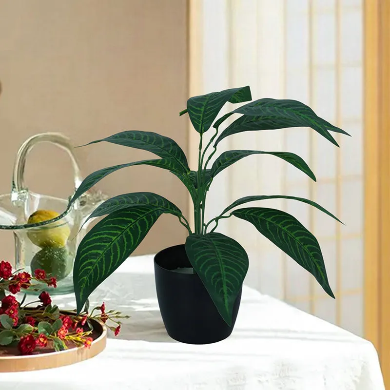 Eternelle Artificial Croton Plant With Black Plastic Pot - 1.6 Feet media 2