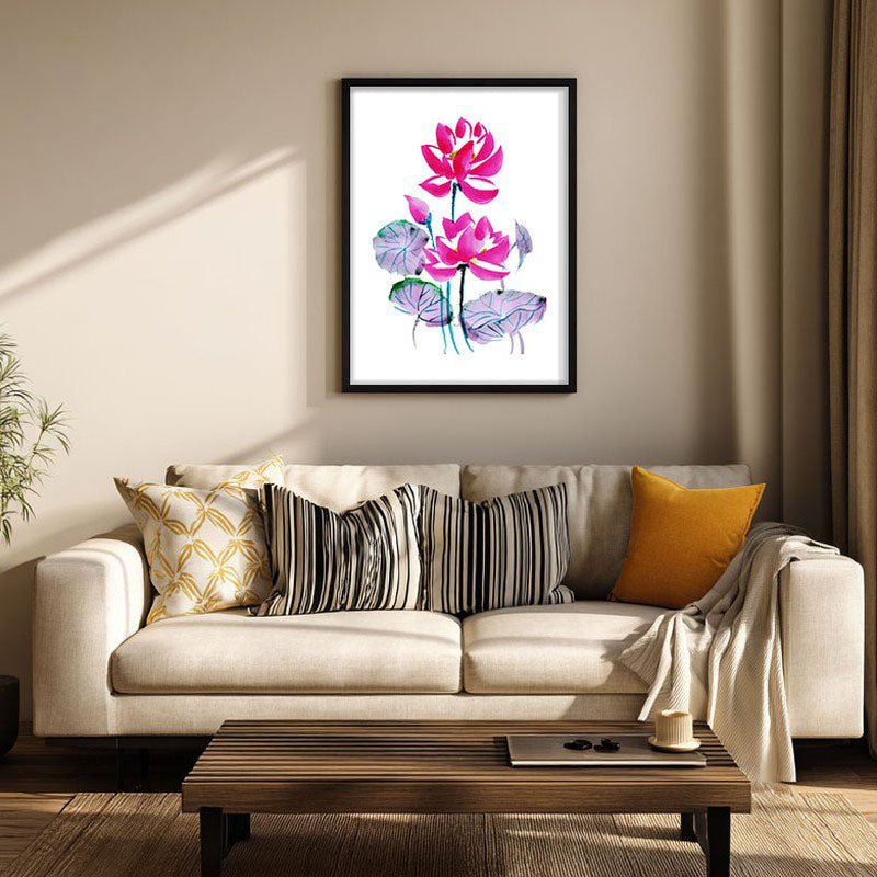 Lotus Duo Archival Paper Wall Art With Frame