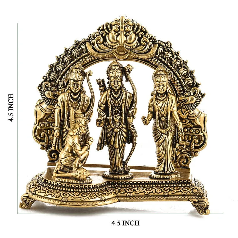 Front view of the brass Ram Darbar idol