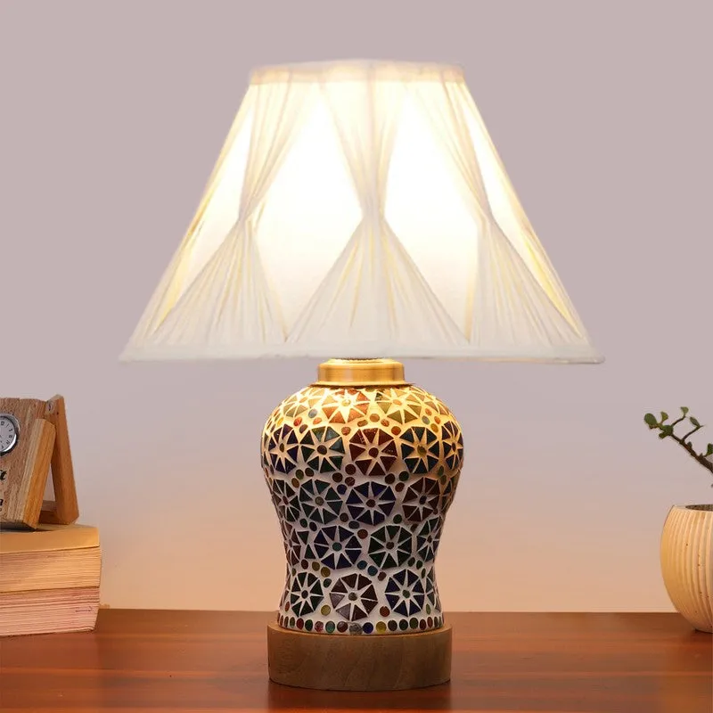 Astrona Smocked Wooden Table Lamp - Multicolor media 3