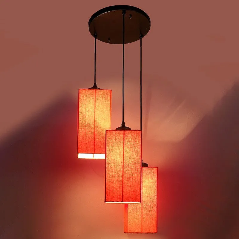 Warm Ivory Triple Metal Ceiling Lamp - Orange media 7