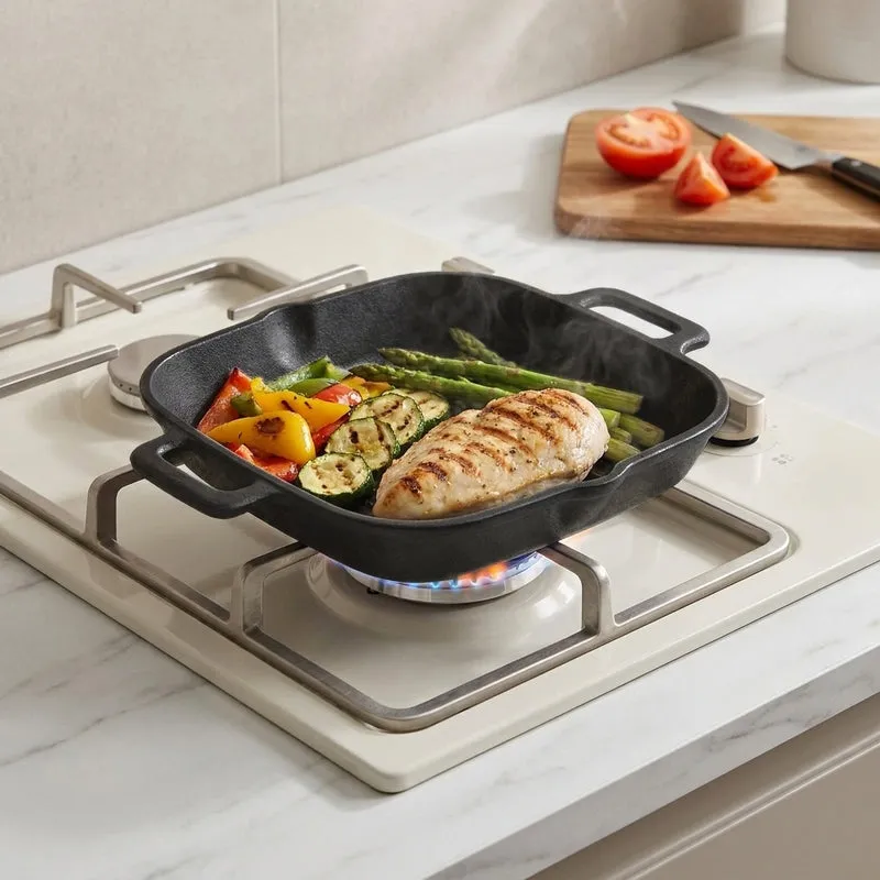 Char & Sear Pre-Seasoned Cast Iron Grill Pan media 1