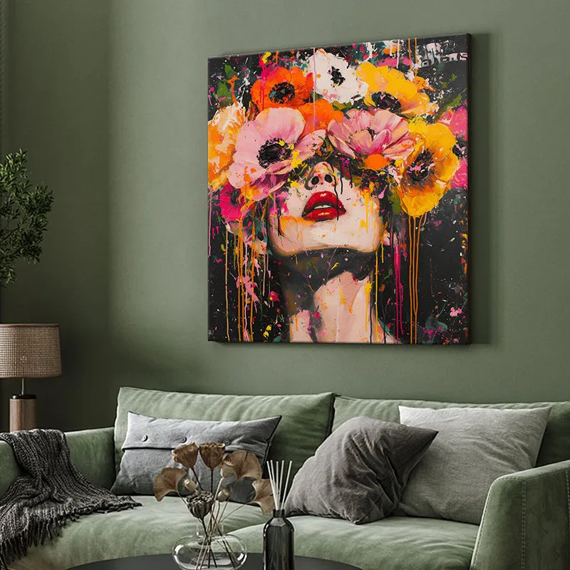 Flower Eyed Woman Poly Canvas Wall Painting media 4