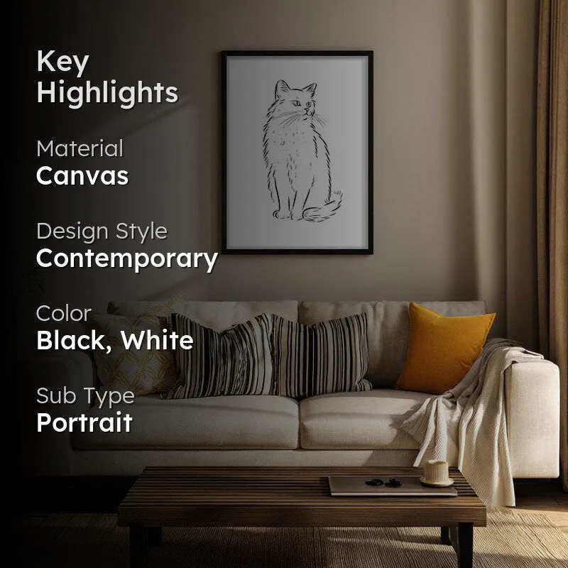 Cat Sketch Archival Canvas Wall Art - Black Frame media 2