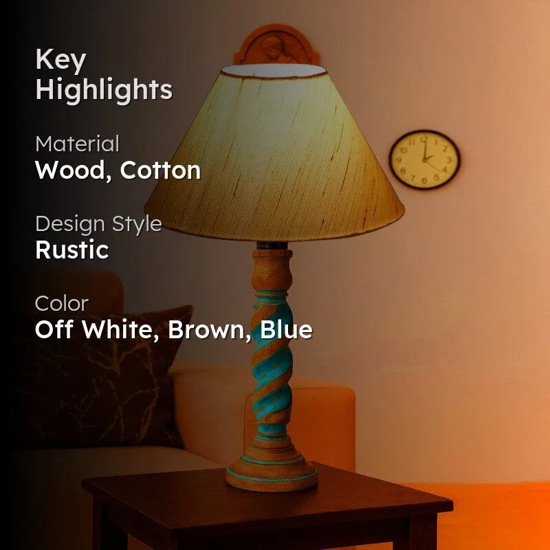 Elara Aura Wooden Table Lamp - OffWhite media 2