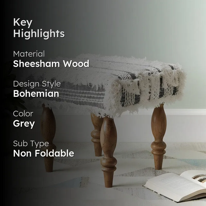 Sirox Sheesham Wooden Bench - Grey media 2
