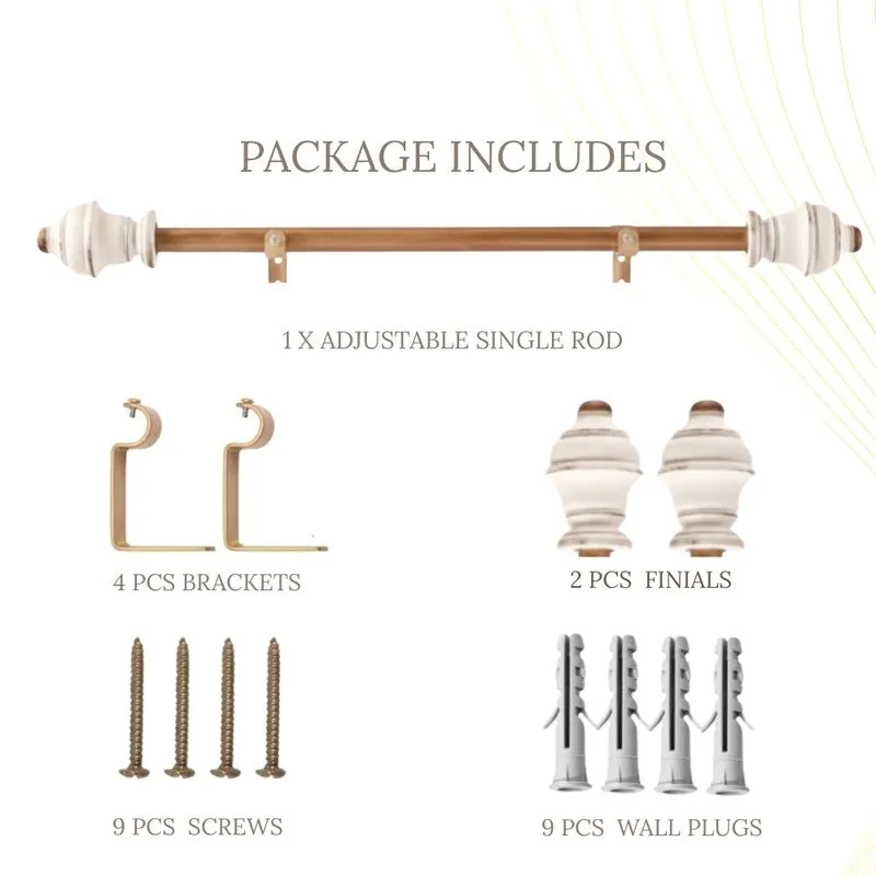Chisel Bloc Extendable 1" Single Curtain Rods With Oval Finial & Brackets media 6