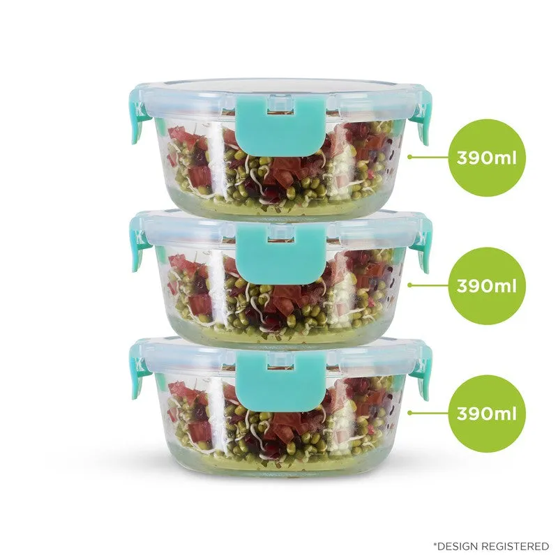 Mogrid Leak Proof Glass Lunch Box (390 mL Each) - Set Of Three media 10