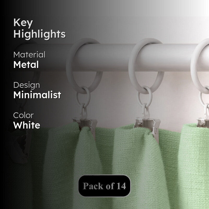 Easy Hang Curtain Rings with Clip (White) - Set of Fourteen media 2
