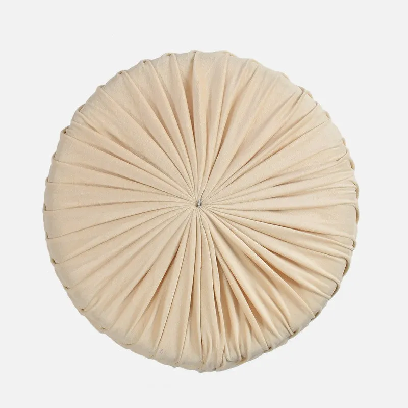 Velora Pleated Velvet Ottoman - Off White media 5