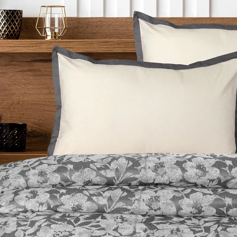 Blossom Breeze Cotton Bedsheet (Grey) - 224 TC media 4