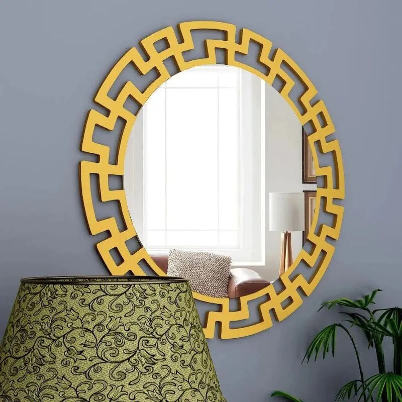 Greek Key Reflection Decorative Wall Mirror - Gold media 4