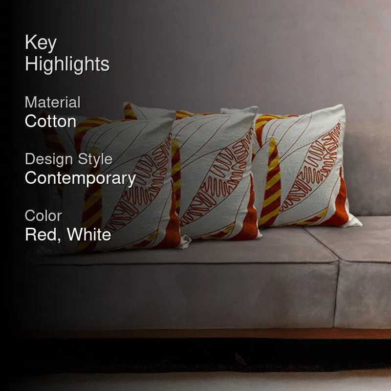 Winter Flames Tufted Cushion Cover (White & Red) - Set Of Three media 2