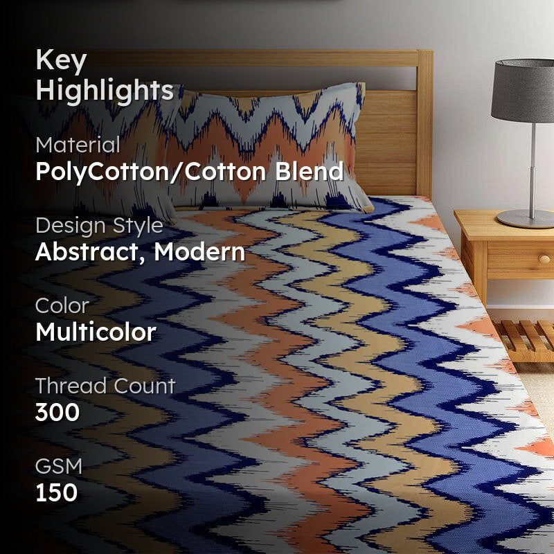 Flavio Abstract Bedsheet - 150 GSM media 2