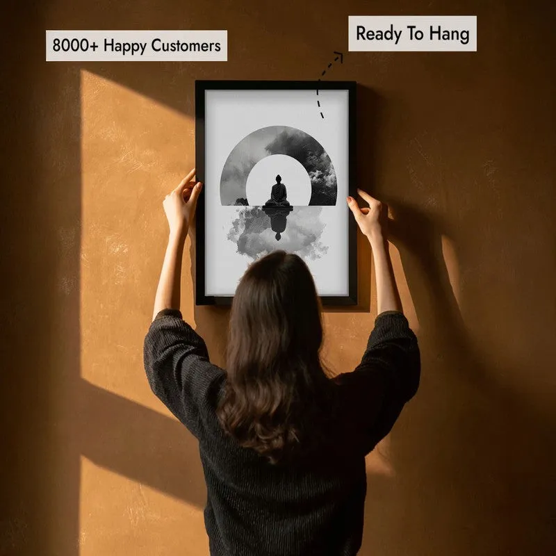 Whispers of Zen Buddha wall Painting With Black Frame media 7
